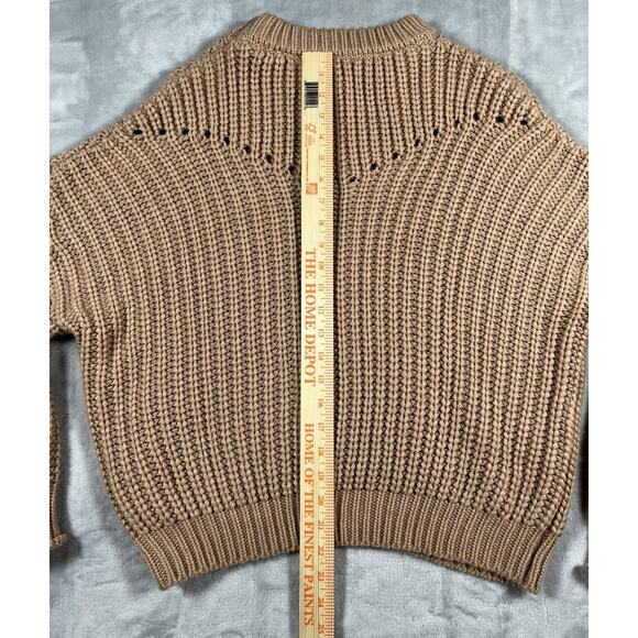 Elodie Oversized Fawn Brown Sz M Ribbed Balloon Sleeve Chunky Sweater Cozy Bulky - Picture 11 of 14